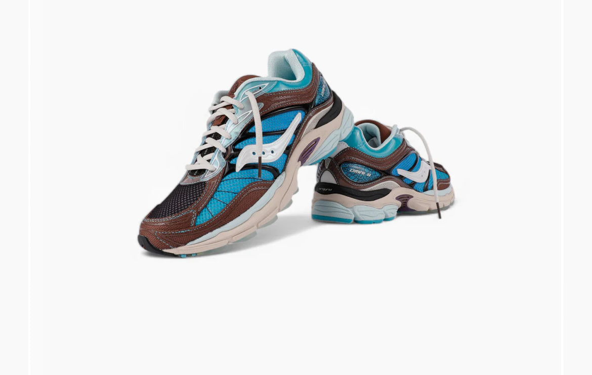 SAUCONY
X FOOTPATROL PROGRID OMNI 9 BLUE BROWN