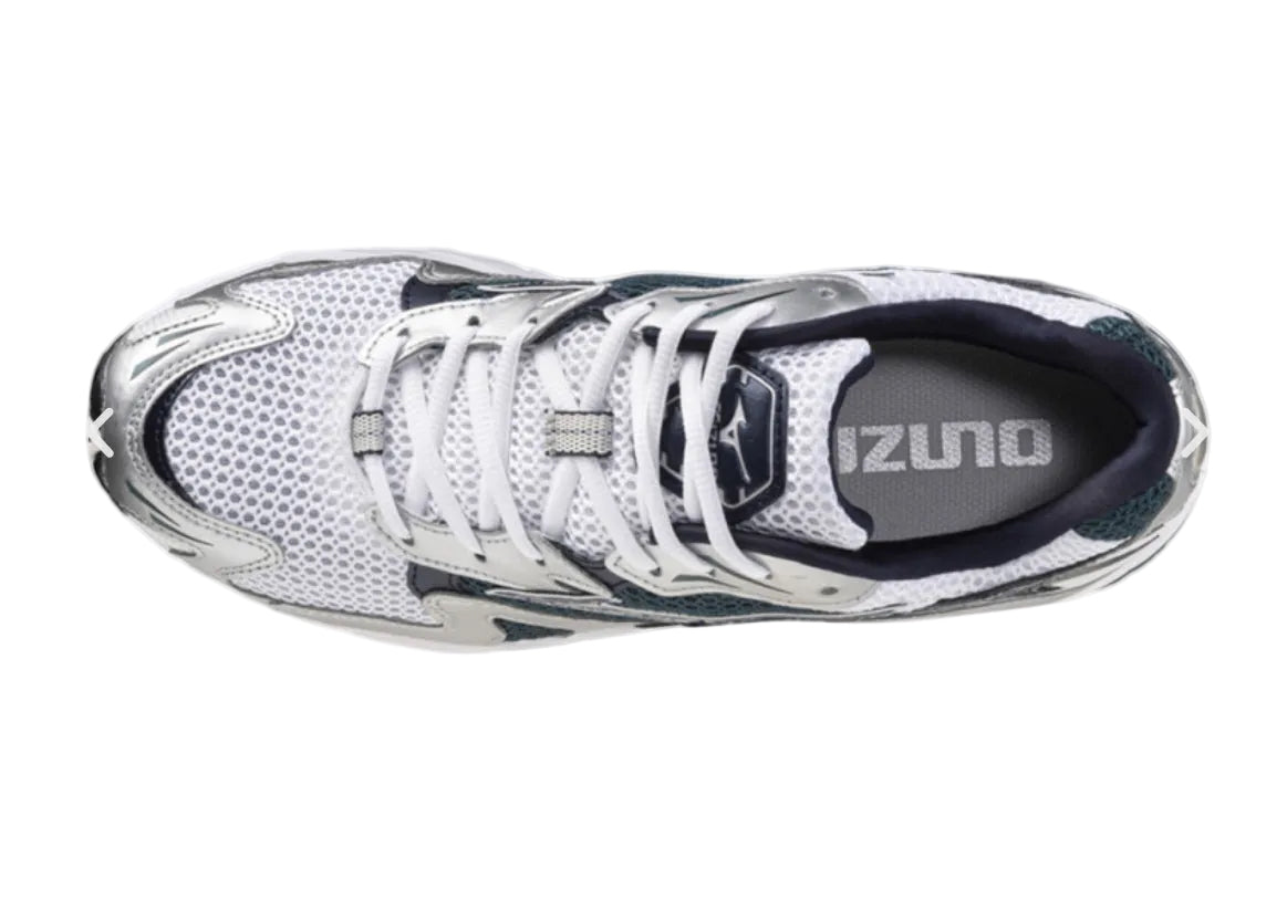 BASKETS MIZUNO WAVE RIDER 10 VERTES ET ARGENTÉES –